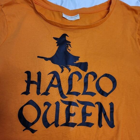 HALLO QUEEN orange short sleeve witch crew neck tee shirt XL - Picture 3 of 7